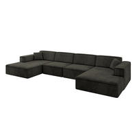 WOHNLANDSCHAFT IREA-U2-v4 - 388x171x79 cm Schwarz - Schwarz, Holzwerkstoff/Textil (388/79/171cm) - ALTDECOR