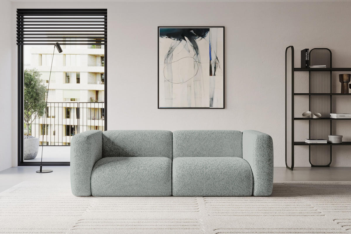 MODULARES Sofa 2-SITZER MIRA-S1 228x89x70 Grün cm Velours - Schwarz/Hellgrün, Holzwerkstoff/Kunststoff (228/70/89cm) - ALTDECOR