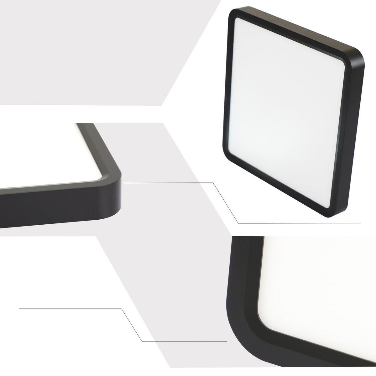 LED-DECKENLEUCHTE Energie 23/23/2 cm - Schwarz, Kunststoff (23/23/2cm) - Nettlife