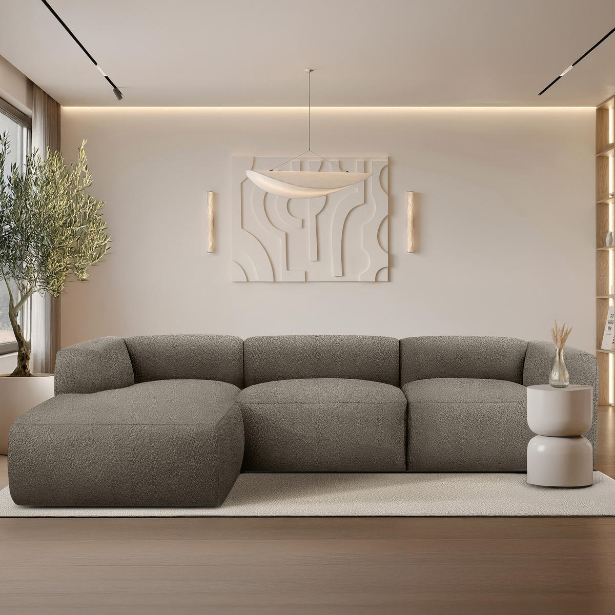 ECKSOFA LINKS BUFFO, kühles Braun - Braun, Holz/Holzwerkstoff (285/176cm) - KONSIMO®