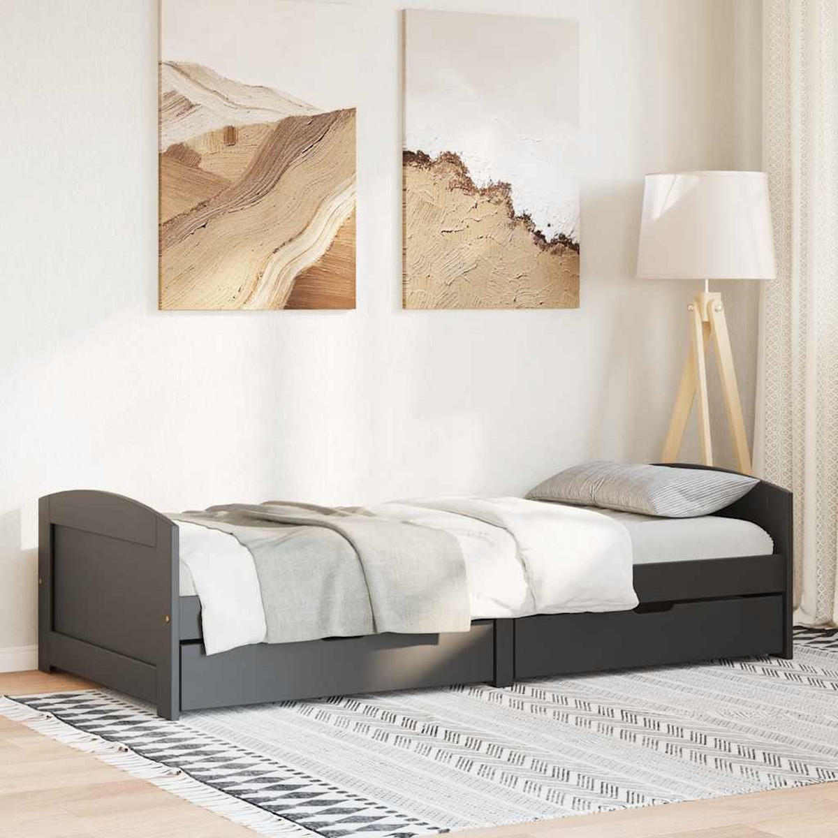 TAGESBETT Mit 2 Schubladen Ohne Matratze Irun Schwarz 90/200Cm - Schwarz, Holz (90/200cm) - vidaXL