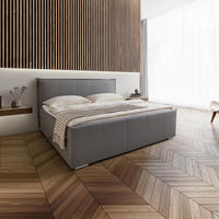 BOXSPRINGBETT Leonora Grau ca. 200 / 200 cm mit Topper - Grau, Holz - Bessagi Home