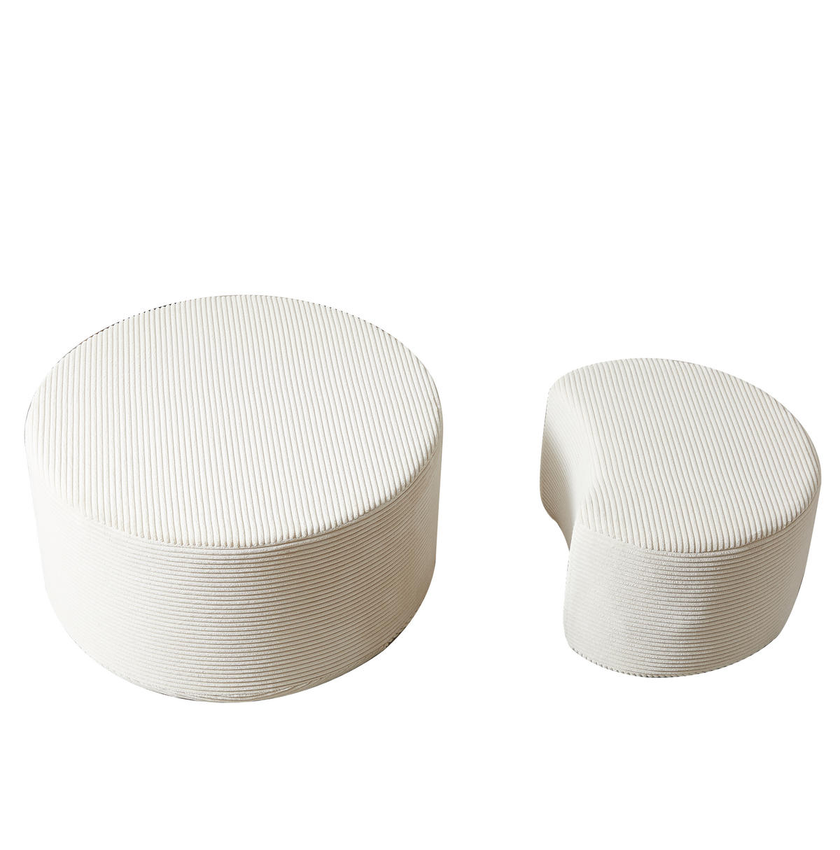 COUCHTISCH-SET 81/81/40 cm 2-teilig mit Polsterung, vielseitig als Beistelltisch und Ottomane, Beige - Beige, Textil (81/81/40cm) - Redom
