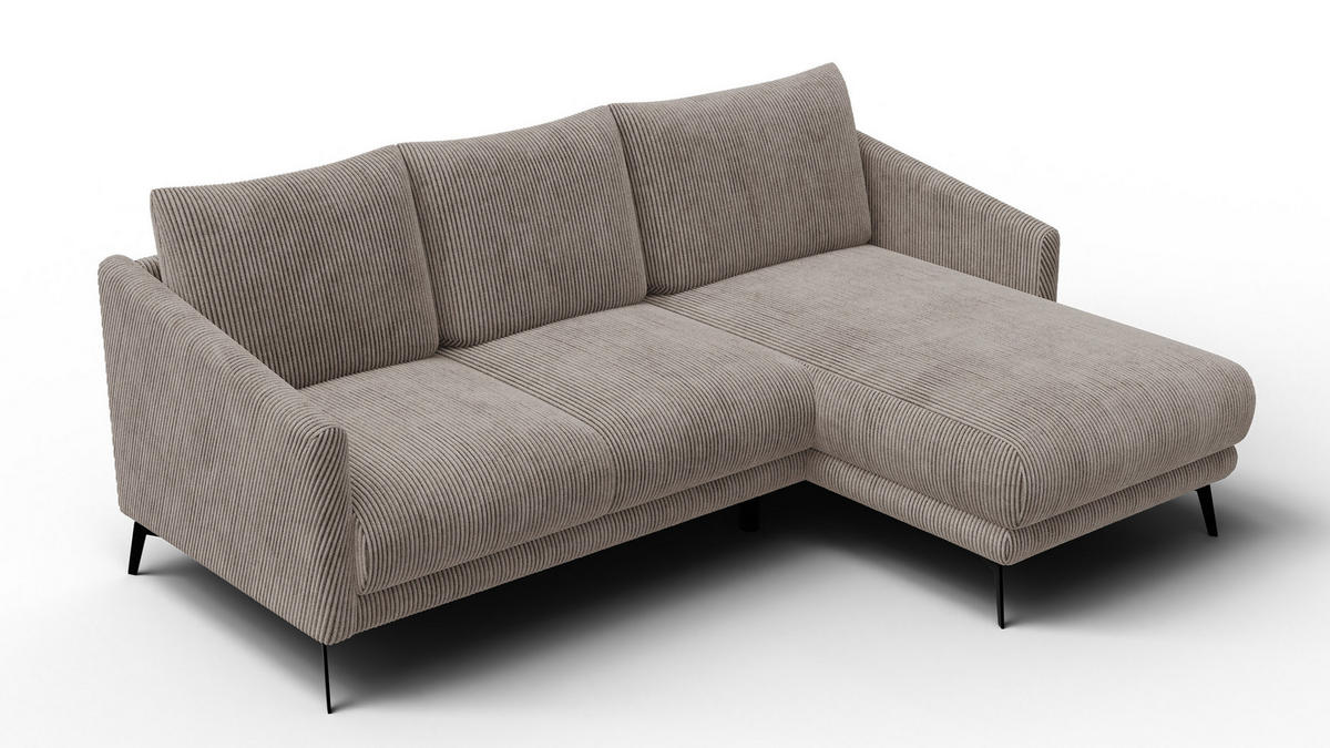 ECKSOFA VILT 3-Sitzer, taupe - Taupe/Schwarz, Holzwerkstoff/Textil (221/156cm) - Courtois Laville