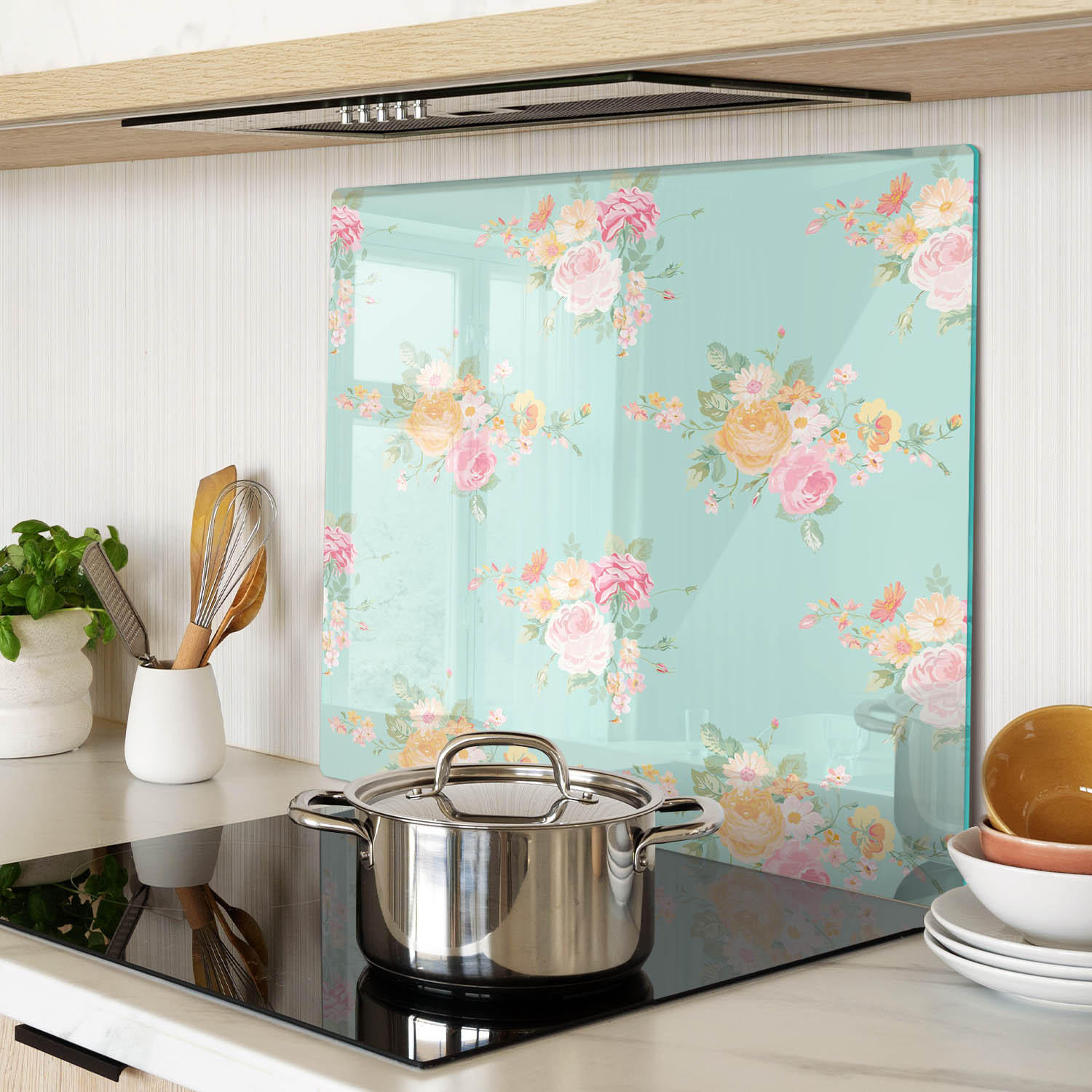 GLASPLATTE 60x52 cm Blumenmuster - Multicolor, Glas (60/0.4/52cm) - TULUP