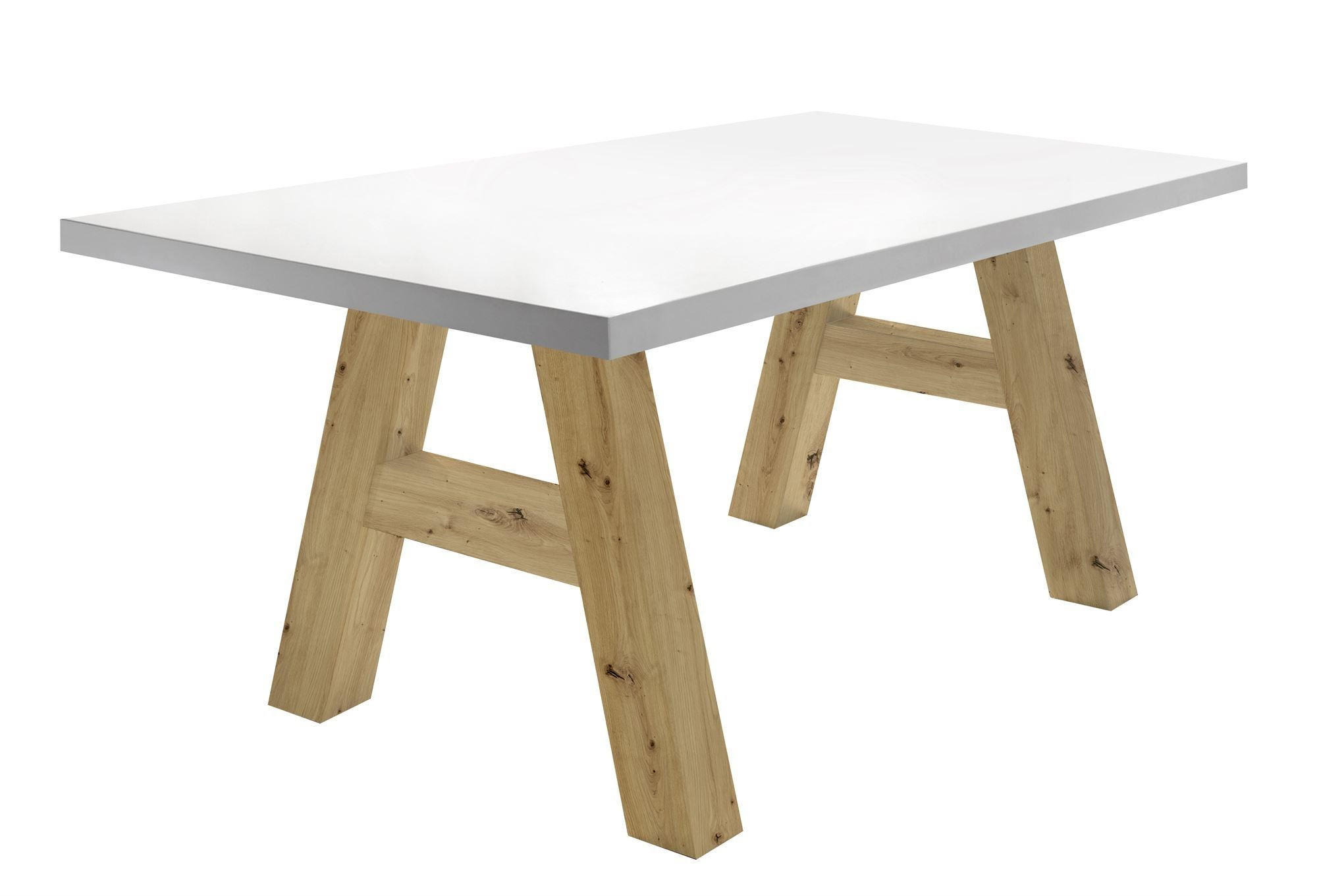 ESSZIMMERTISCH Elia 2 180 x 90 x 75 Esstisch Asteiche/Weiß Matt Lack - Weiß, Holz (180/90/75cm) - 58aufmkessel