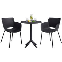 GARTENMÖBEL-SET Sara 2 Stühle 168x60x80cm Kunststoff Schwarz Balkonset - Schwarz, Kunststoff - DELUKE