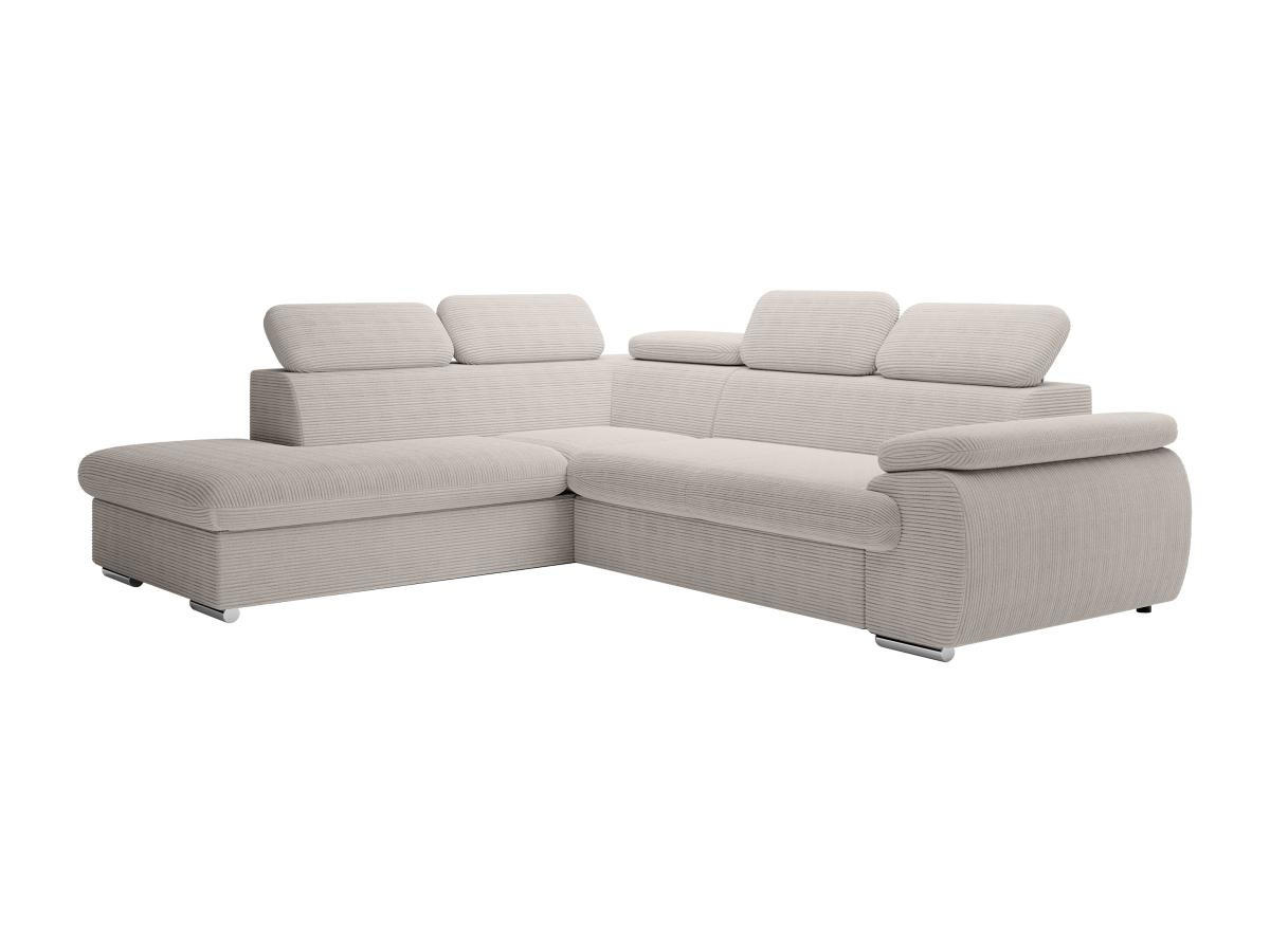 ECKSOFA mit Schlaffunktion - Ecke links - Cord - Beige - FABIEN - Beige, Textil (221/271cm) - Vente-Unique