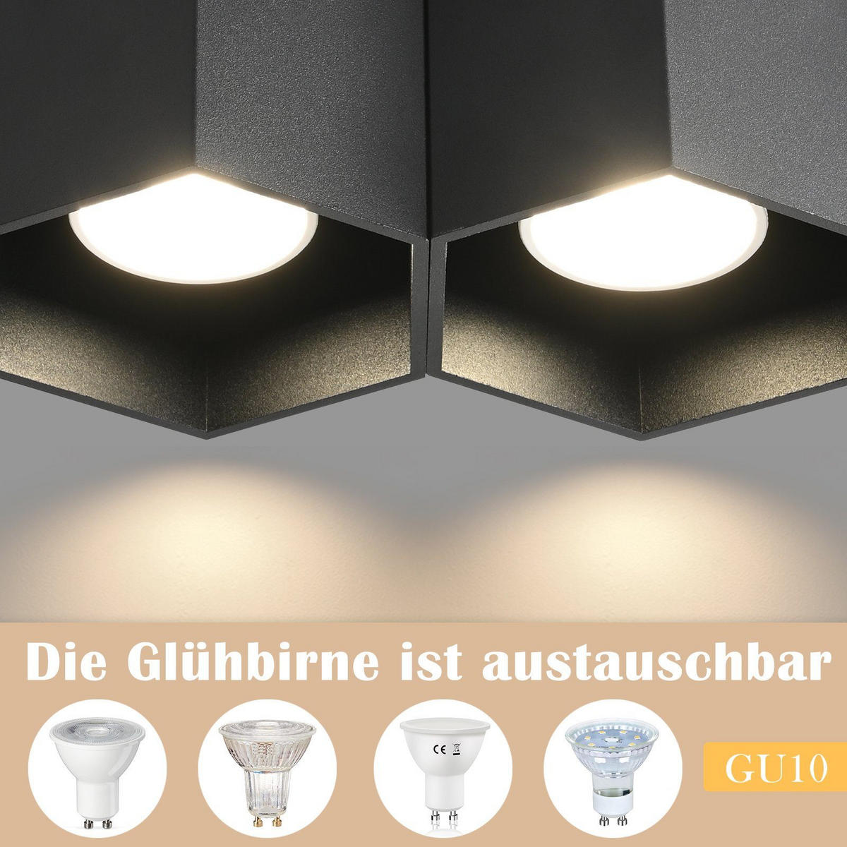DECKENSTRAHLER Ino 18/11/11cm - Schwarz, Metall (18/11/11cm) - ZMH