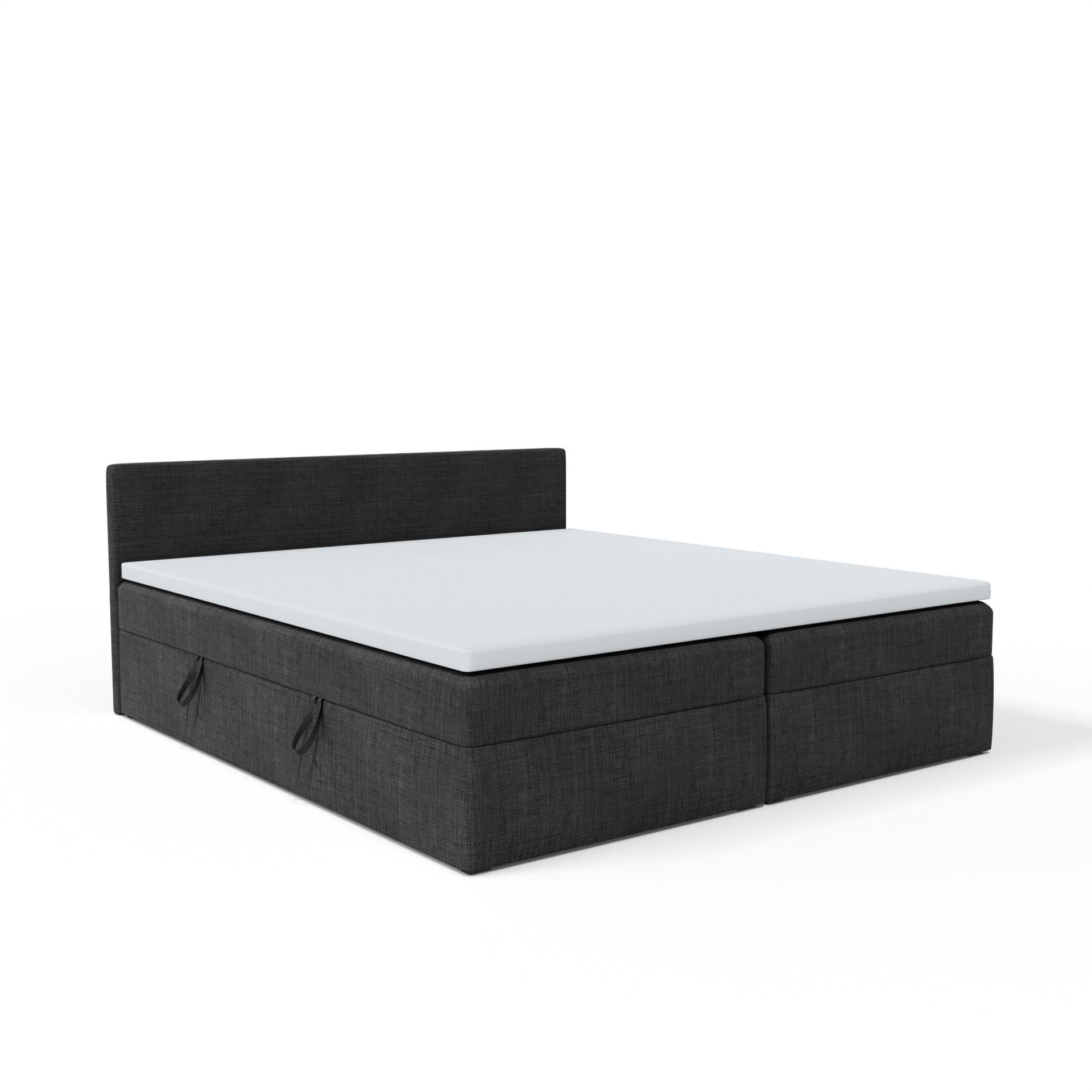 BOXBETT mit Kopfteil Menorca 200x200 cm, Schwarz - Schwarz, Textil (200/200cm) - Meblito