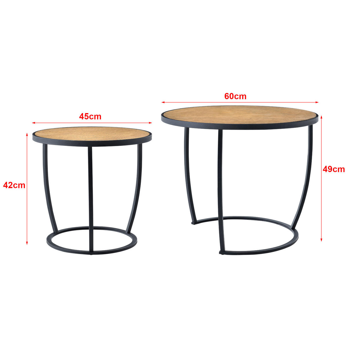 SATZTISCH Neqi 60/60/49 - Schwarz, Holzwerkstoff (60/60/49cm) - [en.casa]