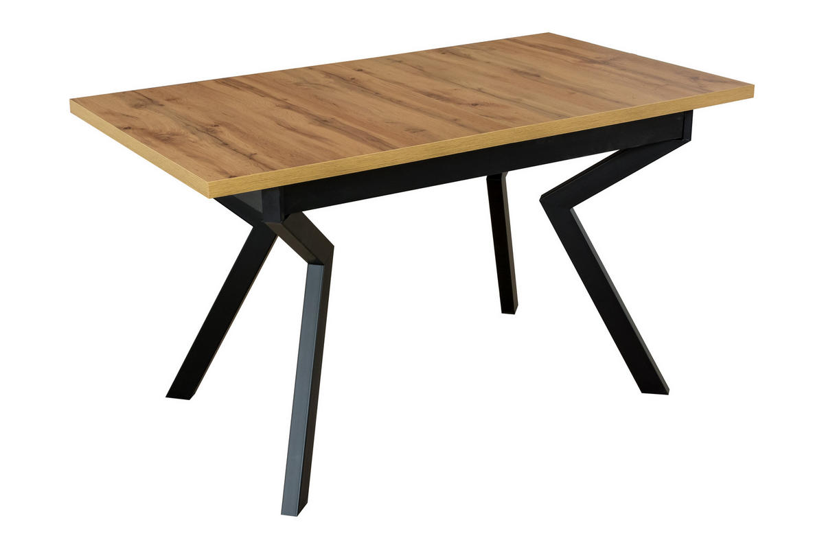 ESSTISCH Ikon 4, 140-180/80 cm, wotan - Eiche Wotan/Schwarz, Holz/Metall (80/140/79cm) - Leaf Design