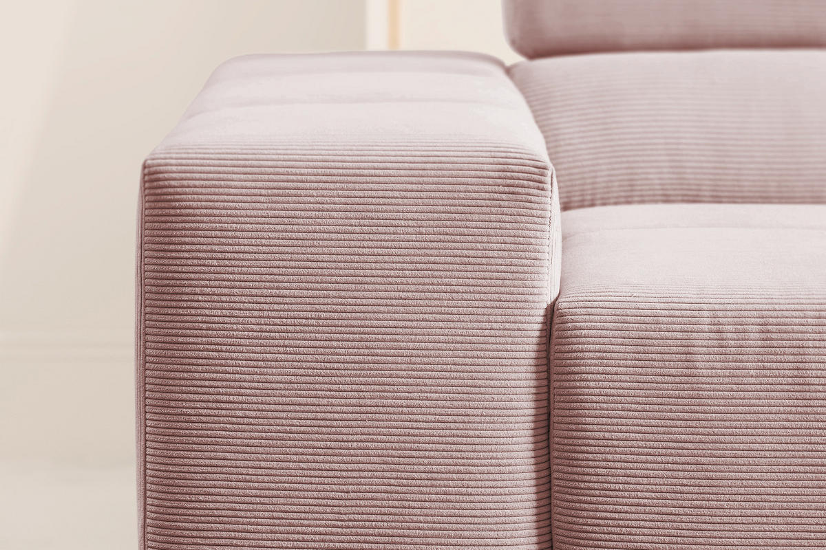 ECKSOFA NEVADA Pink Cord - Pink/Schwarz, Kunststoff/Textil (319/215cm) - KAWOLA