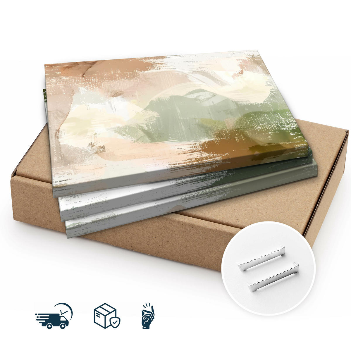 LEINWANDBILDER 3-es Set Abstrakt Malerei - Beige/Weiß, Textil (90/40cm) - Muralo