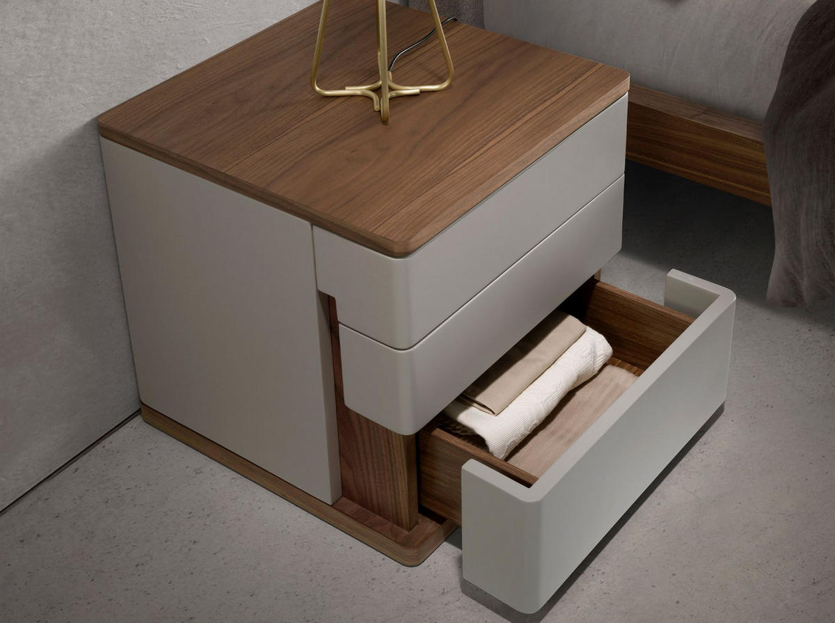 NACHTSCHRANK Nachttisch aus grauem Holz und Nussbaum 46/46/45 cm - Walnussfarben/Grau, Holz (46/45/46cm) - ANGEL CERDA