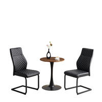 ESSGRUPPE DE-39408 3-teilig, mit 2 Stühlen und Rautenmuster Schwarz - Schwarz, Holzwerkstoff (60/72/60cm) - ComfortXL