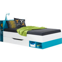 JUGENDBETT Merle in Weiß und Türkis 90x200cm, Maße ca. 223,5 x 80 x 94 cm (B x H x T - Weiß, Holzwerkstoff (90/200cm)