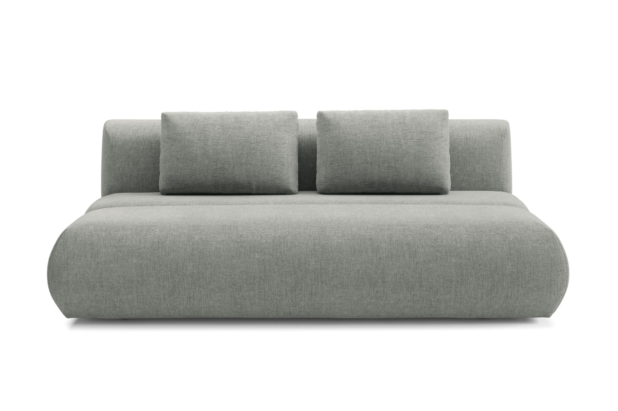 BETTSOFA ATOMO Grau Chenille-Stoff mit Schlaffunktion - Grau, Holz (217/82/134cm) - MASSENO