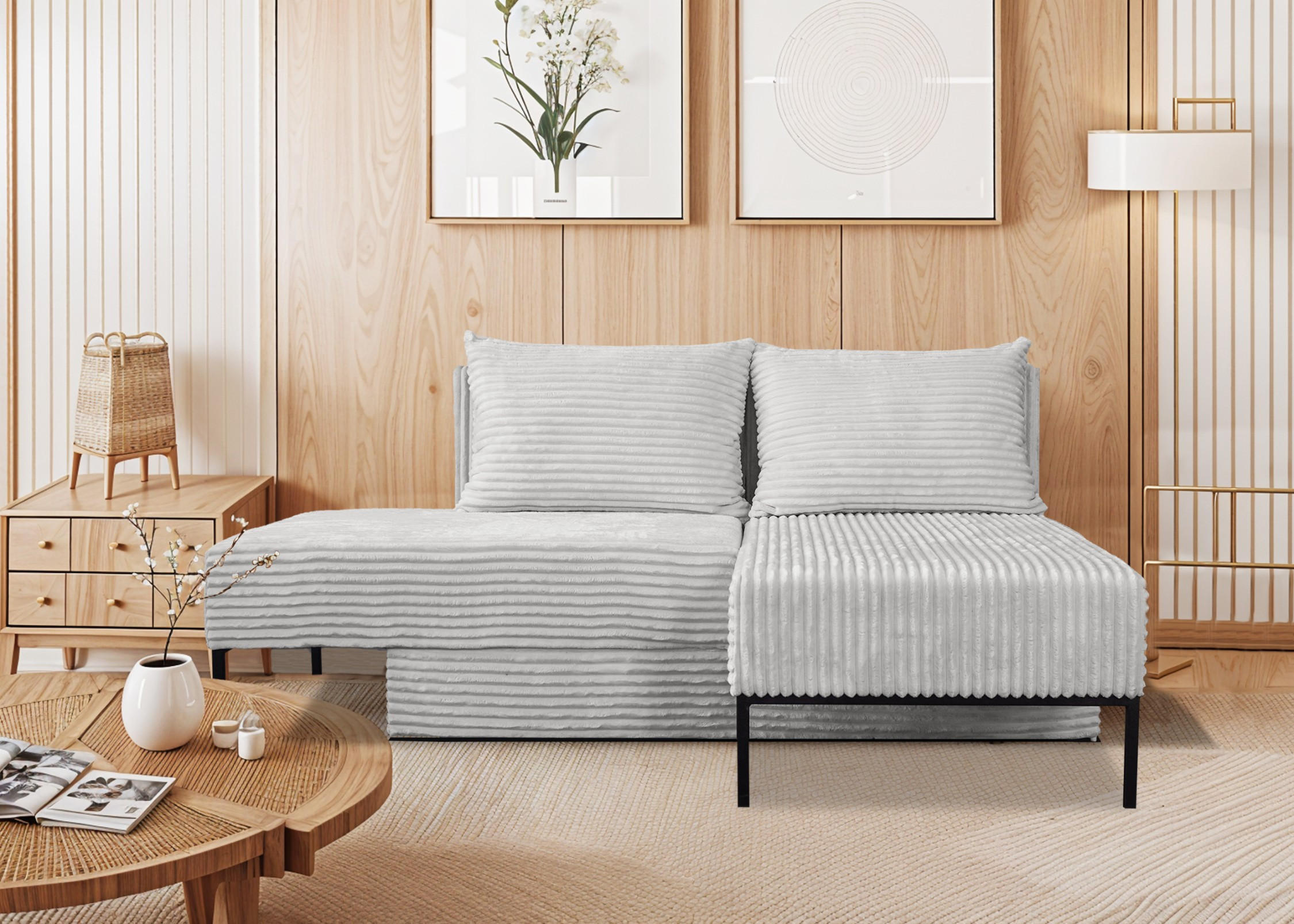 ECKSOFA Mit Schlaffunktion MOOKA 4in1-Multifunktions-System Stoff Velo Rechts Hellgrau - Hellgrau, Holz/Textil (145/160cm) - Kaiser Möbel