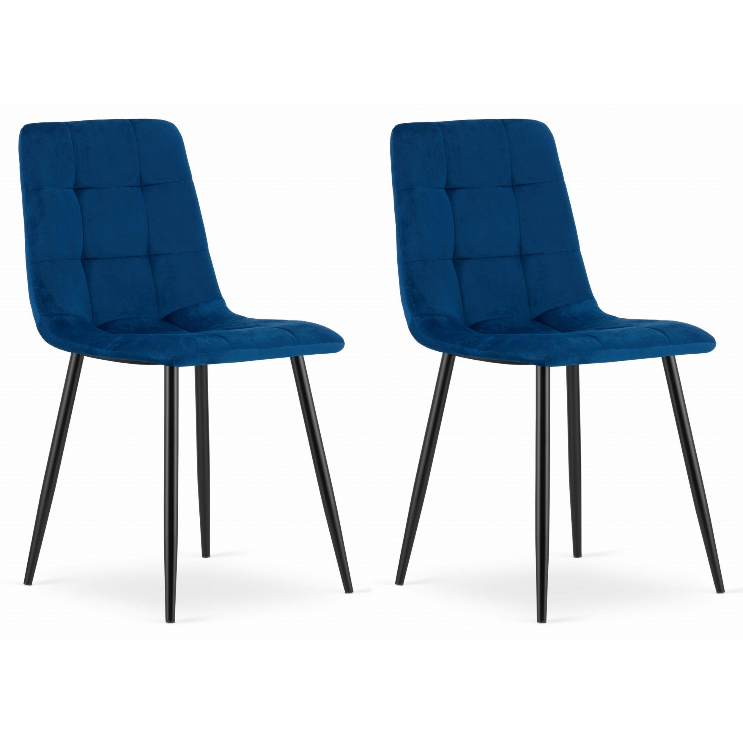 STUHL CETARA 2-er Set, Blau, mit Samtstoff gepolstert - Blau, Textil/Metall (45/87/51cm) - Komodee