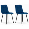 STUHL CETARA 2-er Set, Blau, mit Samtstoff gepolstert - Blau, Textil/Metall (45/87/51cm) - Komodee