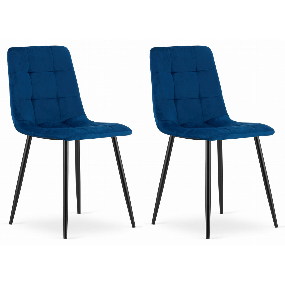 STUHL CETARA 2-er Set, Blau, mit Samtstoff gepolstert - Blau, Textil/Metall (45/87/51cm) - Komodee