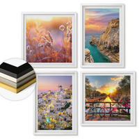 WANDBILDER 4er-Set - 50x50 cm & 40x60 cm Weißer Rahmen - Sonnenuntergänge am Meer - Weiß, Kunststoff (50/50cm) - ArtPrintCave