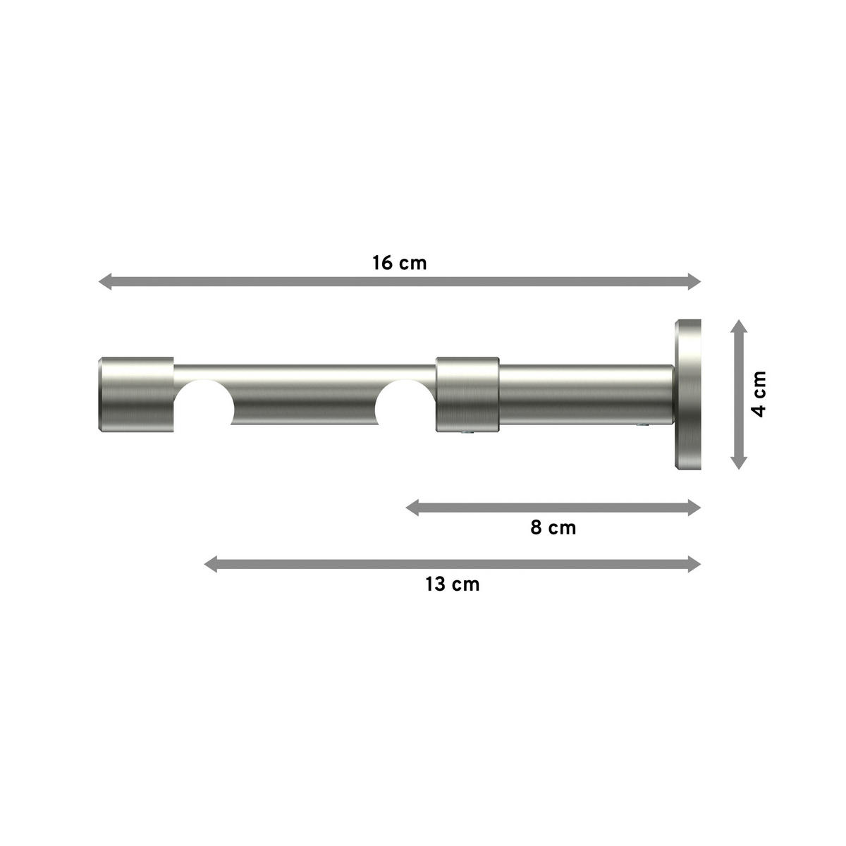 TRÄGER FÜR GARDINENSTANGEN 16 mm Ø, Sinux 2-läufig, Edelstahl-Optik - Edelstahlfarben, Metall (15.8/4/4cm) - INTERDECO