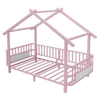 HAUSBETT 90/200 cm DE-32632 mit Sicherheitsgitter Rosa - Pink, Metall (90/200cm) - ComfortXL