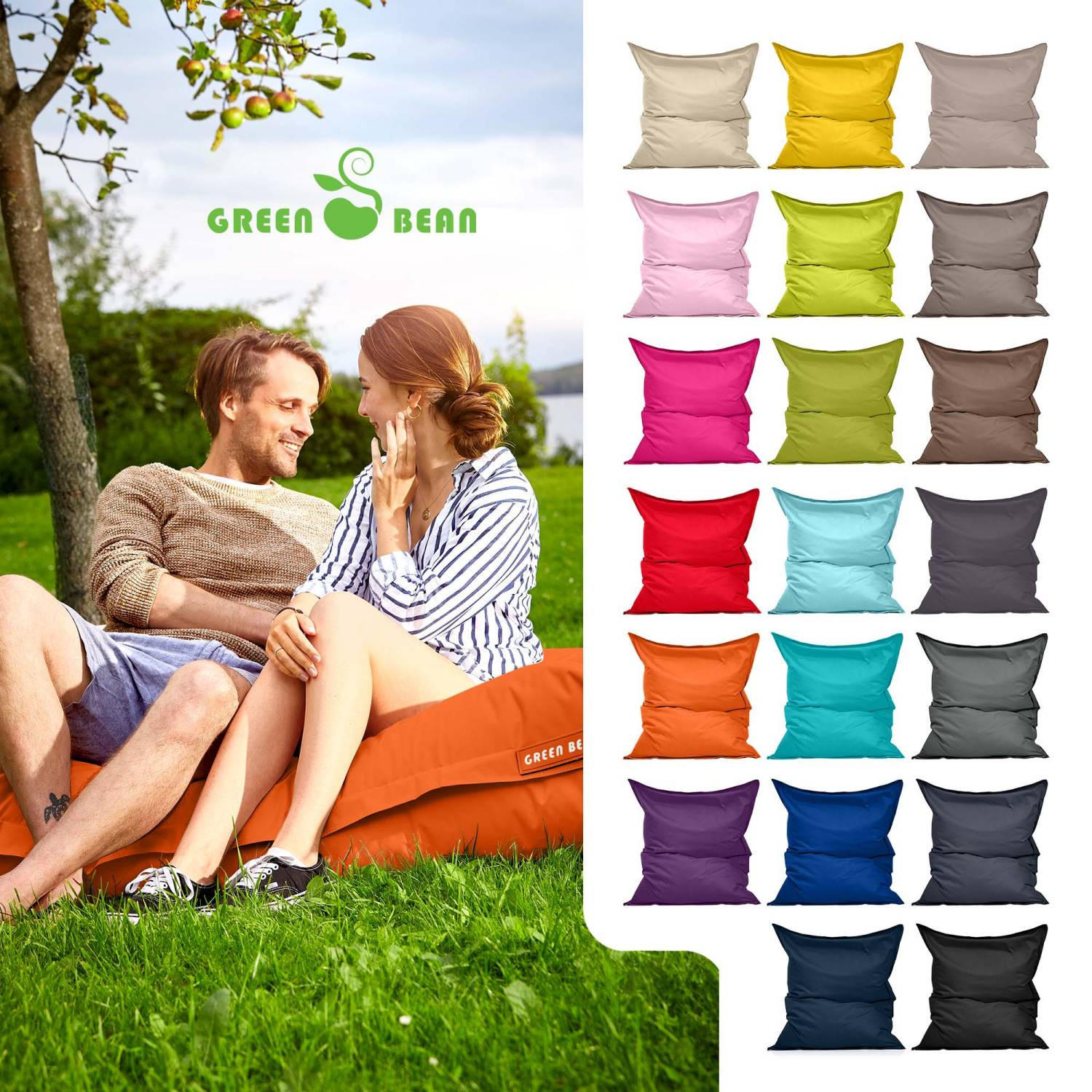 SITZSACK XXL "Square" 140x180cm - 380 L - Orange, Textil (140/25/180cm) - Green Bean