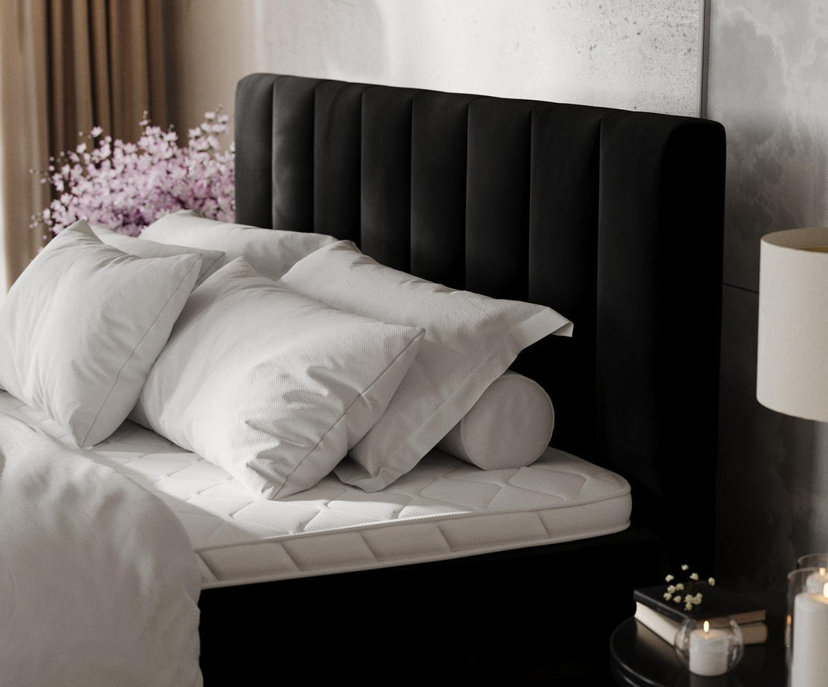 BOXBETT Lusso 180/200 cm Schwarz im Kronos Stoff - Schwarz, Holz/Holzwerkstoff (180/200cm) - AltaBeds