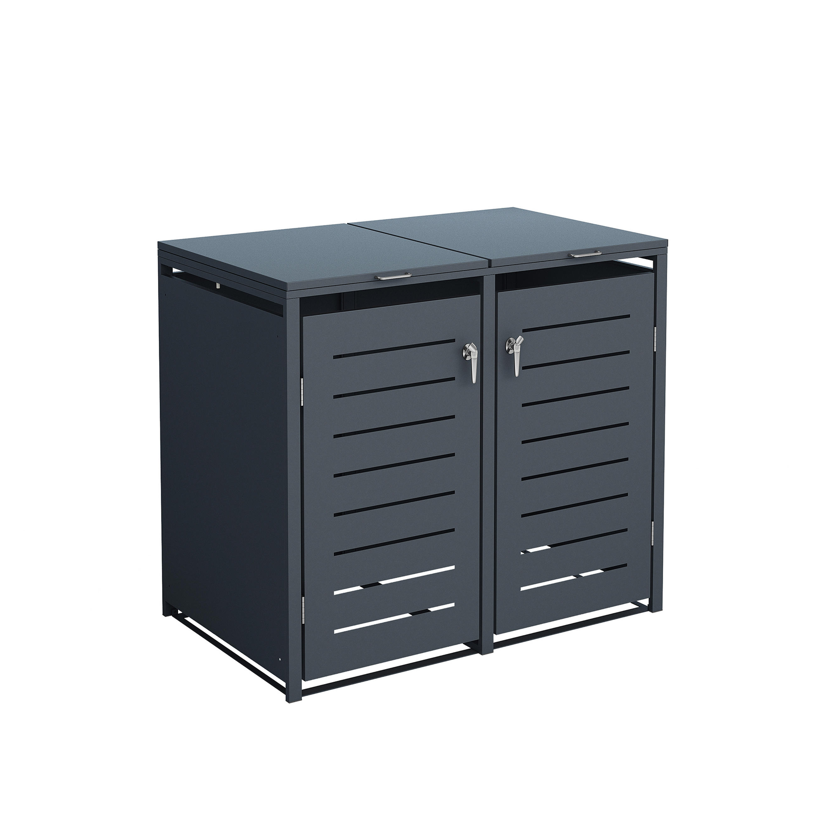 MÜLLTONNENVERKLEIDUNG London - Mülltonnenbox für 2 - Stahl verzinkt, anthrazit - Grau, Metall (132/116/80cm) - TPFGarden