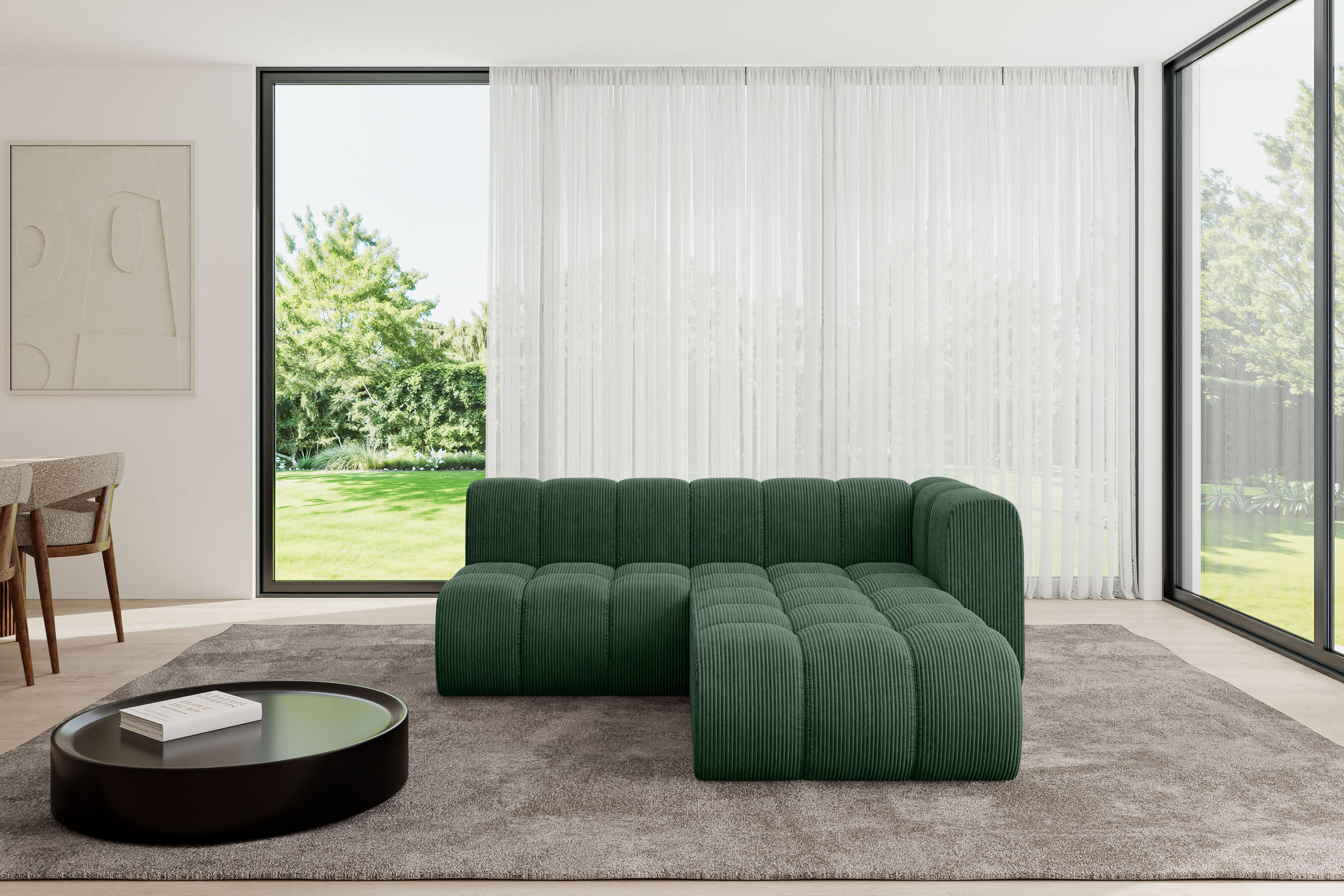 ECKSOFA modulares Sofa Darnel-L1 - 205x177x70 cm Grün - Grün, Holzwerkstoff/Textil (205/177cm) - ALTDECOR