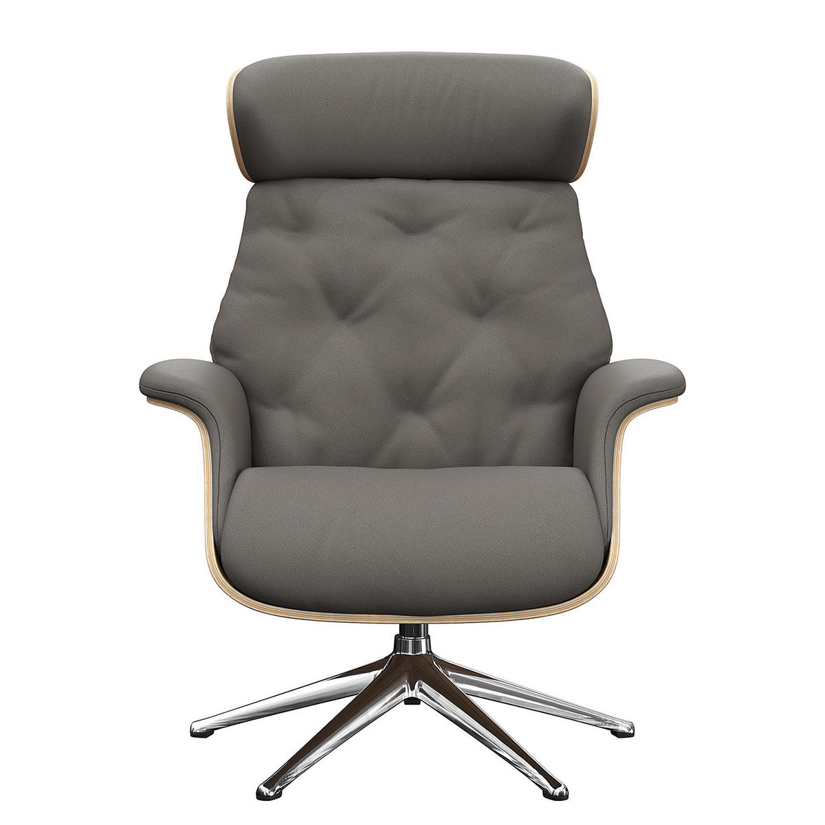 RELAXSESSEL - Echtleder - Chromfarben/Grau, Leder/Metall (83/110/83cm) - home24