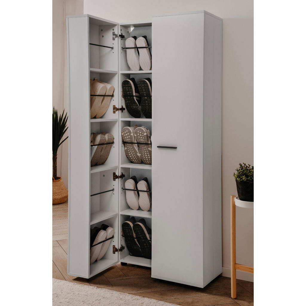Thumbnail - Furn.Design Schuhschrank, Weiß, Kunststoff, Nachbildung, Uni, 12 Fächer, Rechteckig, 70x181.5x34 cm, Garderobe, Schuhauf...