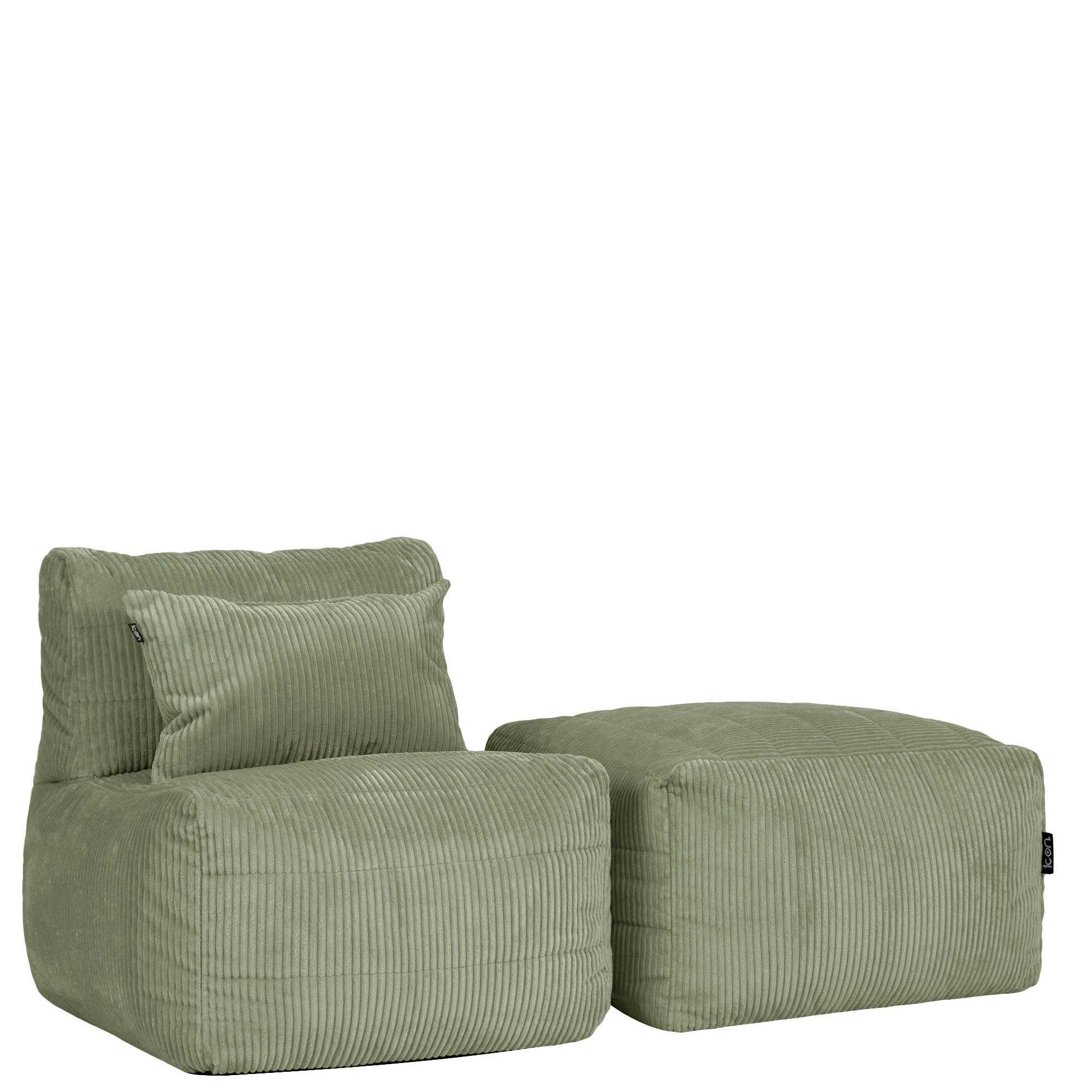 SITZSACK-SOFA 2-tlg. modular cord Noa - Salbeigrün, Textil (143/70/78cm) - icon