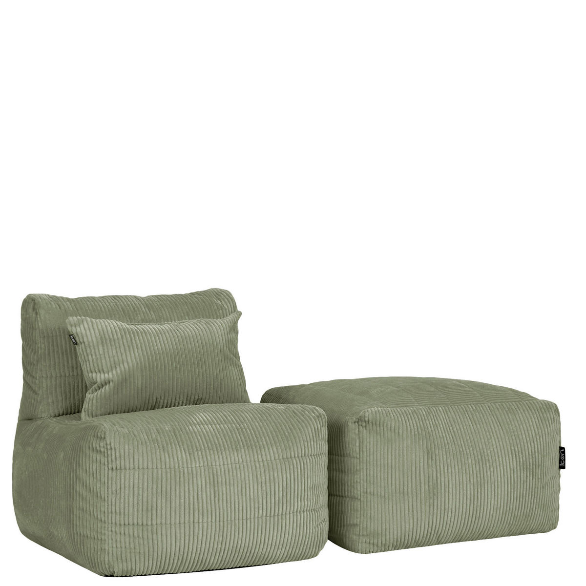SITZSACK-SOFA 2-tlg. modular cord Noa - Salbeigrün, Textil (143/70/78cm) - icon