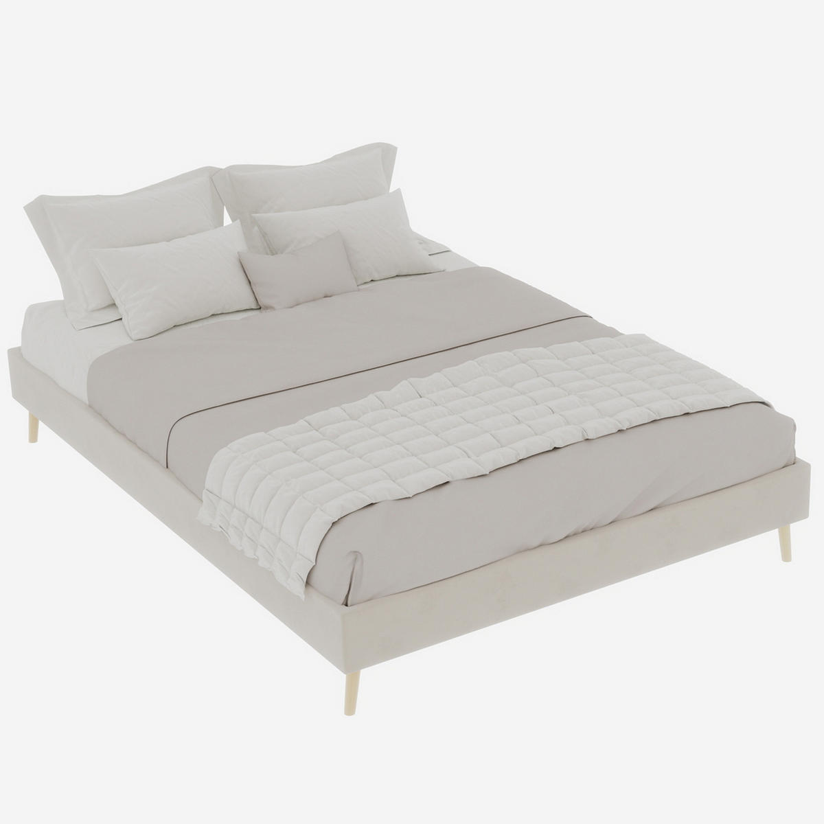 POLSTERBETT 140x200 cm niedrig ohne Stauraum beige - Beige, Textil (140/200cm) - LEBENLANG