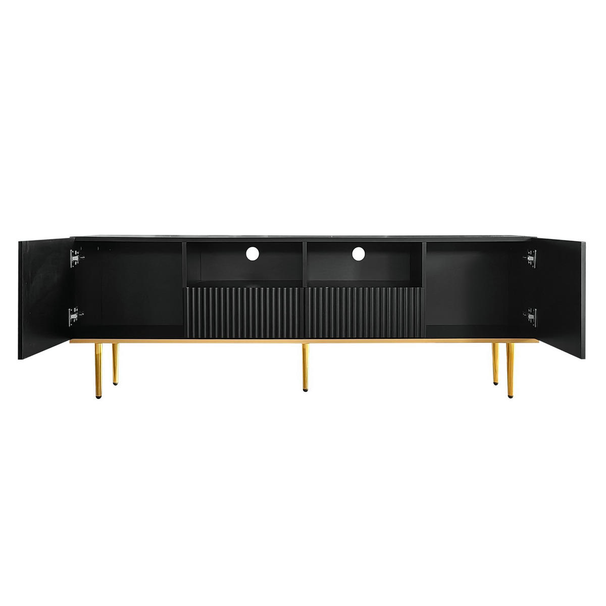 TV-ELEMENT mit 2 Schubladen 165 cm Schwarz/Gold - Schwarz, Holzwerkstoff (36/55/165cm) - Beauniv