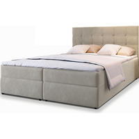 BOXBETT GLOS 160x200 cm mit Matratze und Topper - Beige - Beige, Holz (160/200cm) - MASSENO