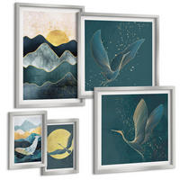 BILDER SET 5er Set - 50x50 cm & 20x30 cm & 40x60 cm Silberner Rahmen - Familie, Liebe, Wärme, Zuhause - Silberfarben, Kunststoff (40/60cm) - TULUP