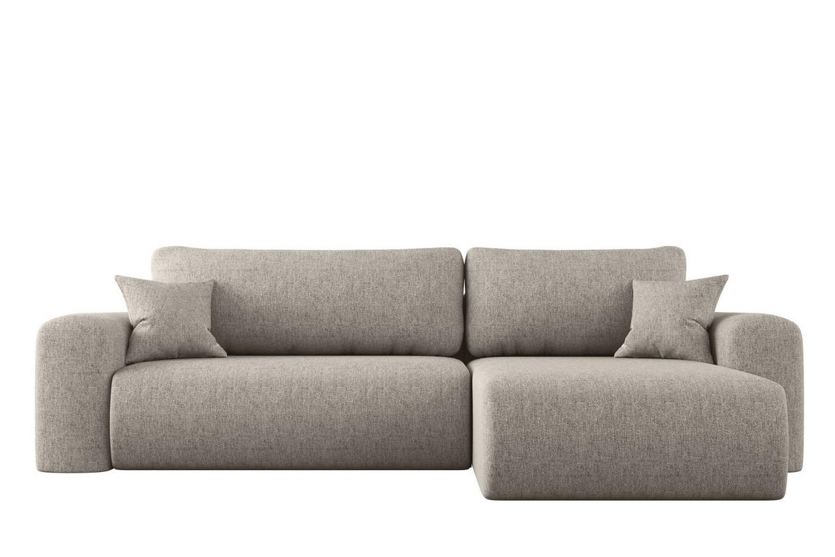 ECKSOFA Mit Schlaffunktion Und Bettkasten L-förmiges Sofa Capri Stoff Verita Rechts Warmbeige - Cappuccino, Holz (272/145cm) - Kaiser Möbel