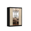 SCHWEBETÜRENSCHRANK Vista 01 Schwarz/Sonoma Eiche mit Spiegel ohne LED Beleuchtung 150cm - Alufarben/Schwarz, Glas/Holzwerkstoff (150/200/61cm) - imoebel24