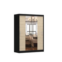 SCHWEBETÜRENSCHRANK Vista 01 Schwarz/Sonoma Eiche mit Spiegel ohne LED Beleuchtung 150cm - Alufarben/Schwarz, Glas/Holzwerkstoff (150/200/61cm) - imoebel24