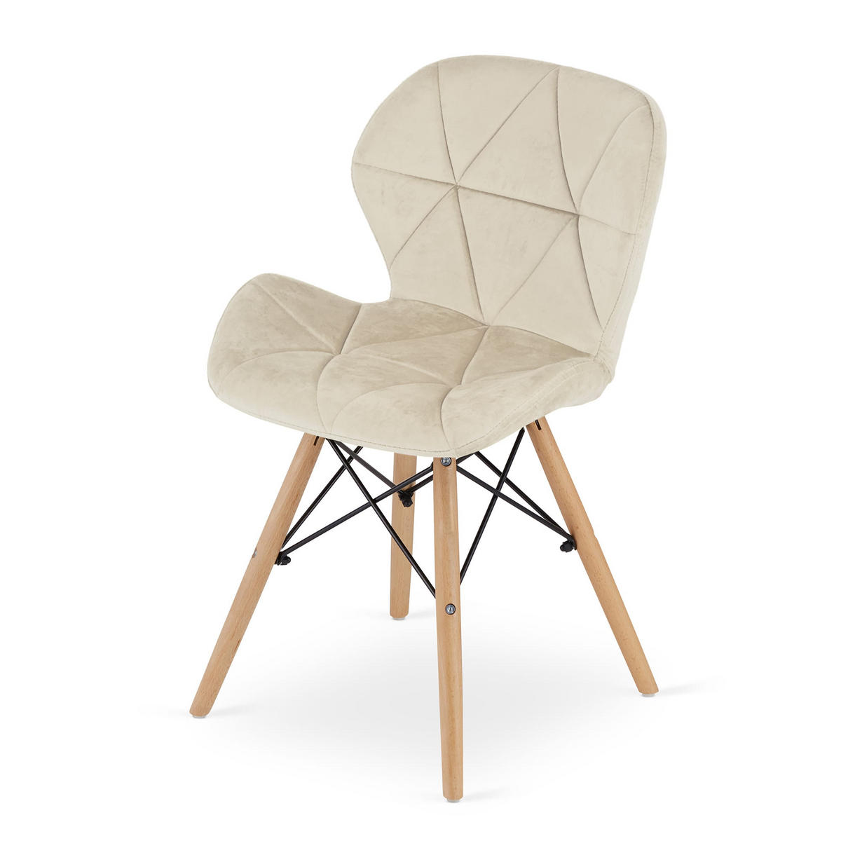 STUHL AMATRICE 1 Stück, Beige, mit Samtstoff gepolstert - Beige, Holz/Textil (48/74/53cm) - Komodee