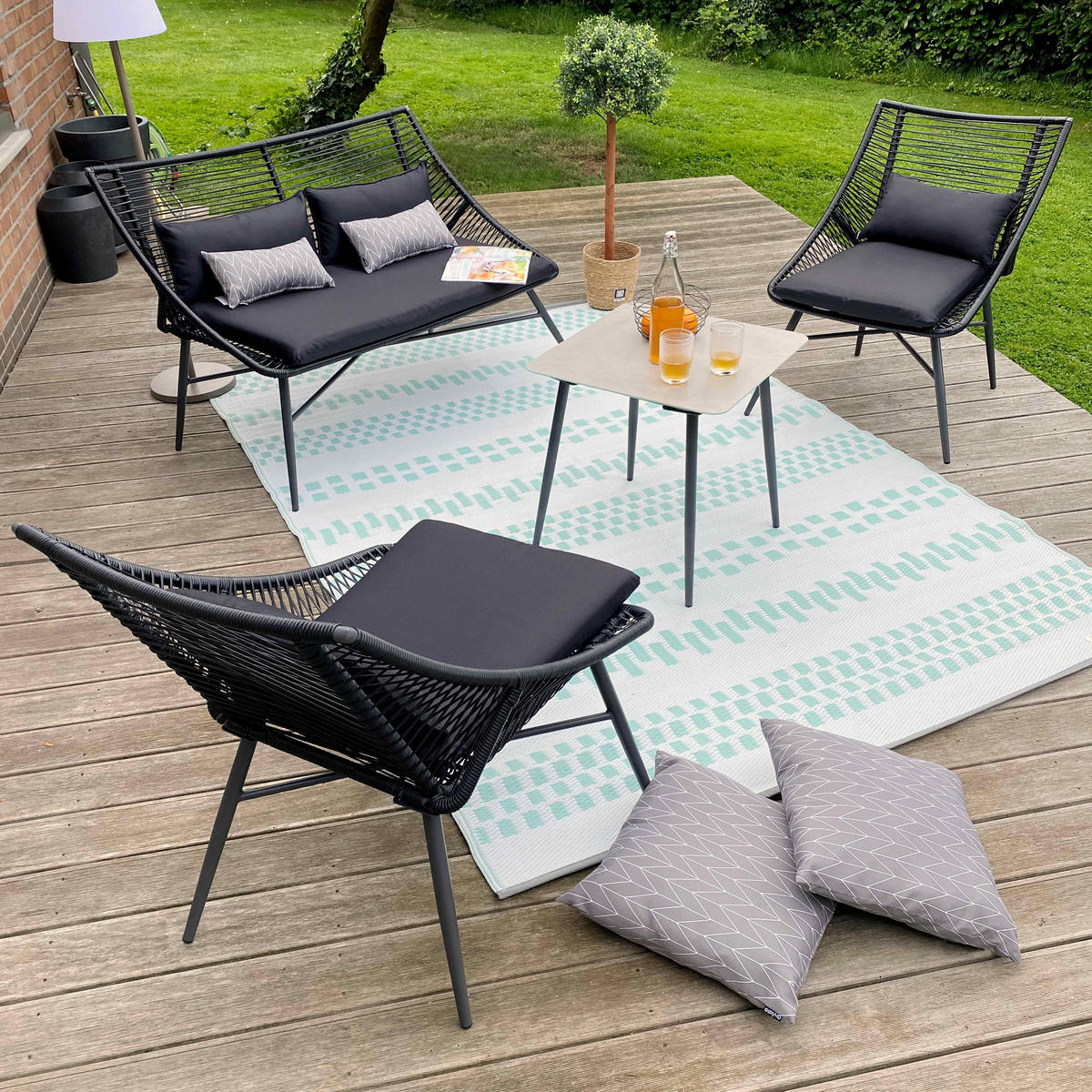 GARTENBEISTELLTISCH 2-tlg., Grau - Grau, Metall (55/55/55cm) - Oviala
