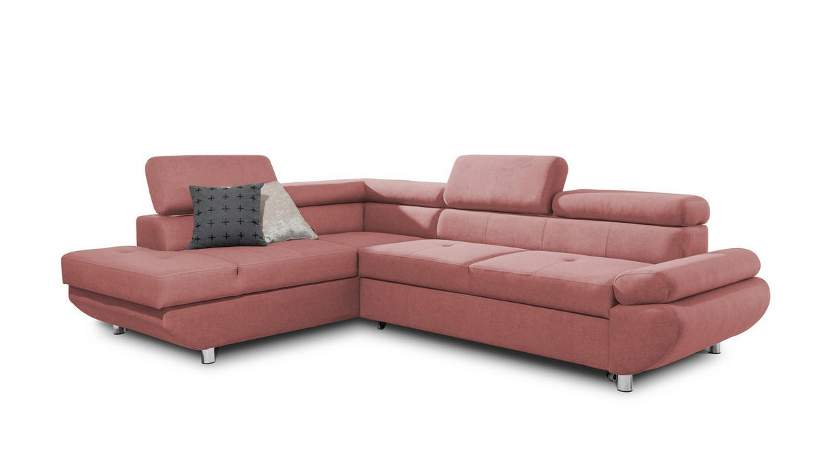 ECKSOFA Schlafsofa Panos In Esito - Rosa, Holzwerkstoff/Textil (275/210cm) - Fun Möbel