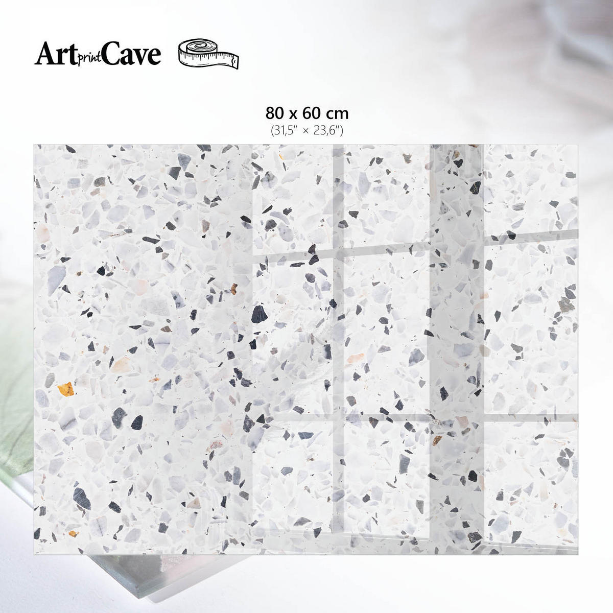GLASPLATTE 80x60 cm – Cremefarbenes Mosaik - Gelb, Glas (0.4/80/60cm) - ArtPrintCave