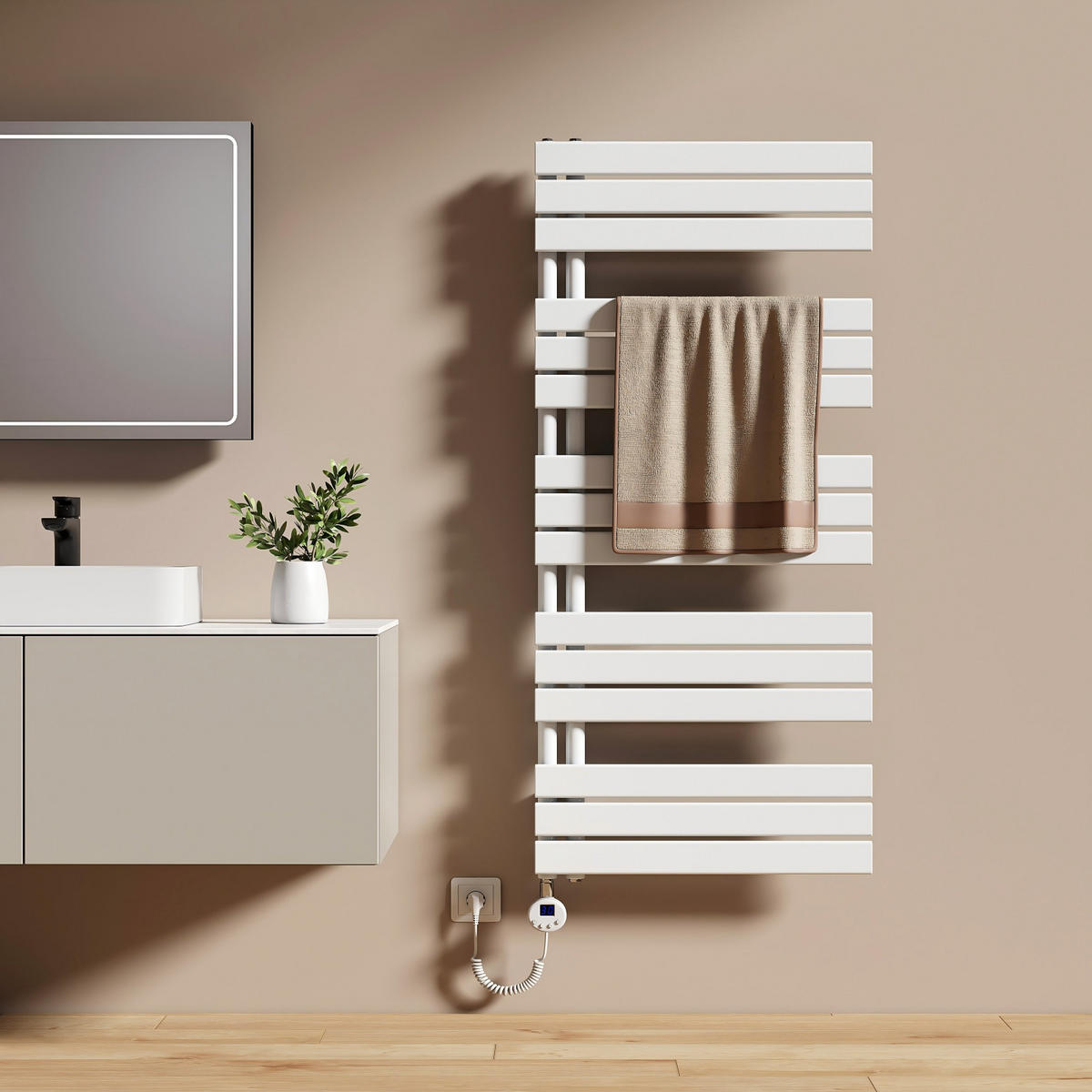 HEIZKÖRPER Elektrisch WLAN Thermostat Weiß 132/60 cm - Weiß, Metall (60/132/5.9cm) - EMKE