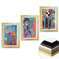 WANDBILDER 3er Set - 20x30 cm Goldrahmen - Bunte abstrakte Kreise Geometrie - Goldfarben, Kunststoff (20/30cm) - ArtPrintCave